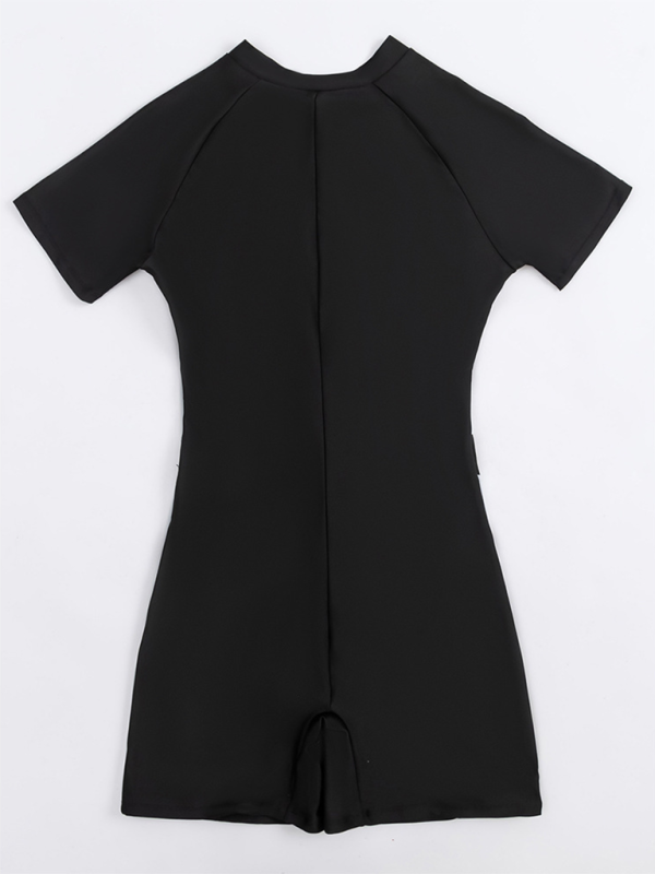 Levoire | Femme combinaison intégrale à fermeture éclair couleur contrastante maillot de bain à manches courtes combinaison de surf