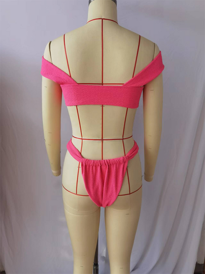 Levoire | Mode sexy Zelsidig Vacances Femmes unie Mono-épaule Bikini Ensemble