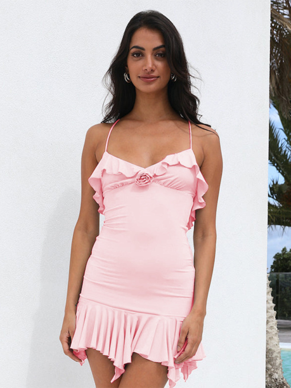 Levoire | Robe à bretelles décolletée mode nouvelle sexy chaude fille taille haute sac à dos jupe hanches