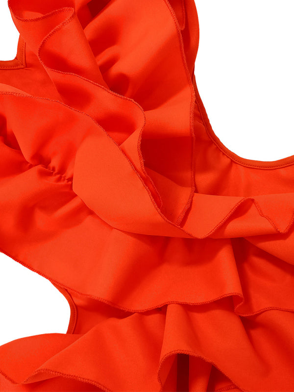 Levoire | Femmes nouvelle robe mini sans manches plissée dos nu volants irrégulière robe sexy