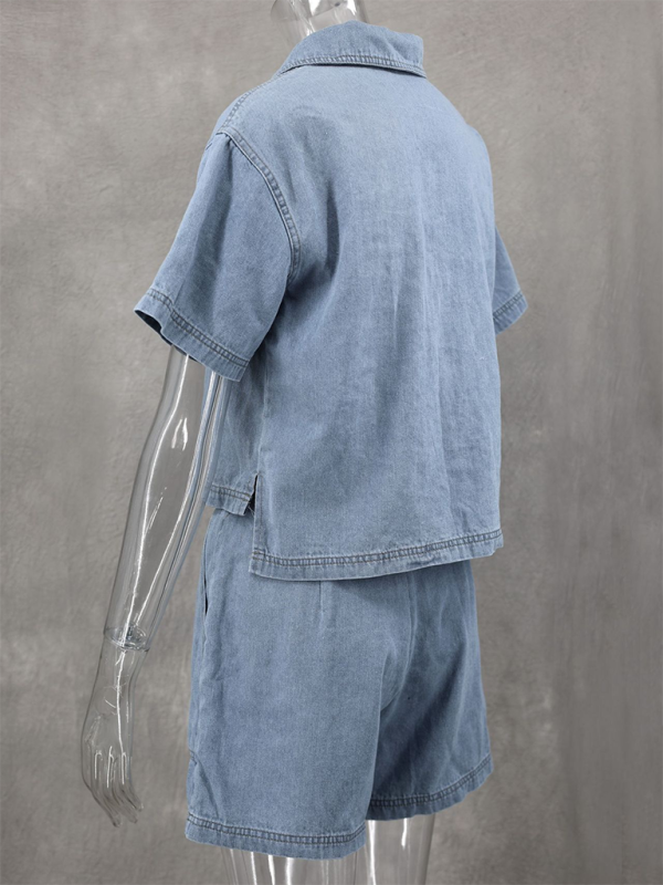 Levoire | Chemise POLO ample et étroite à manches courtes, jupe asymétrique et pantalon, ensemble deux pièces