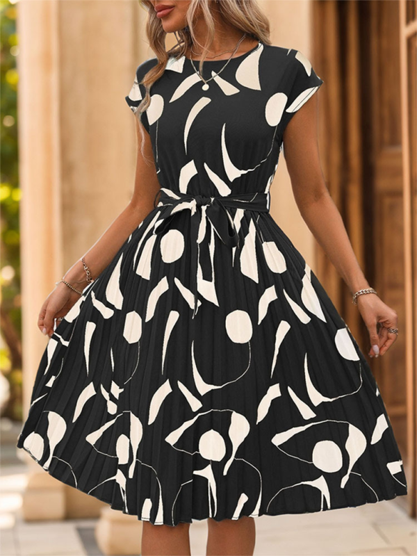 Levoire | Femmes nouvelle robe plissée à motif géométrique Noir