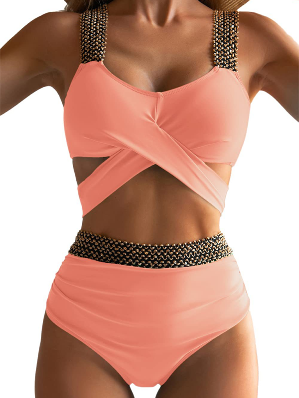 Levoire | Femme Bikini Deux-pièces sexy Découpe croisée Lotusrad Rose