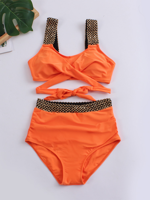 Levoire | Femme Bikini Deux-pièces sexy Découpe croisée Orange