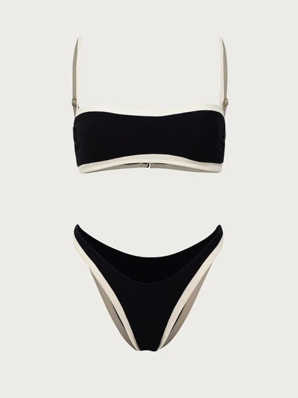 Levoire | Femme sexy noir-blanc bikini tops