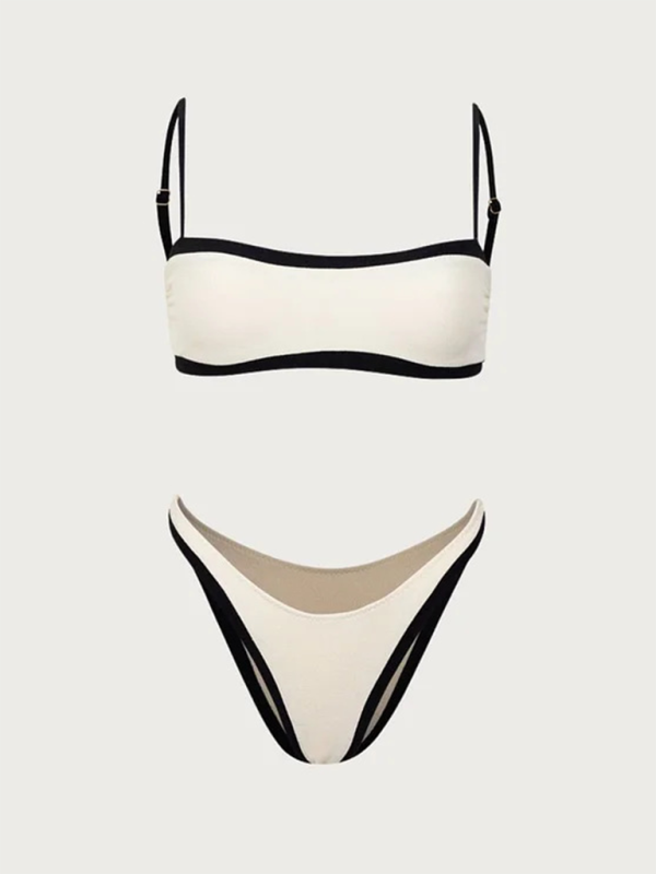 Levoire | Femme sexy noir-blanc bikini tops