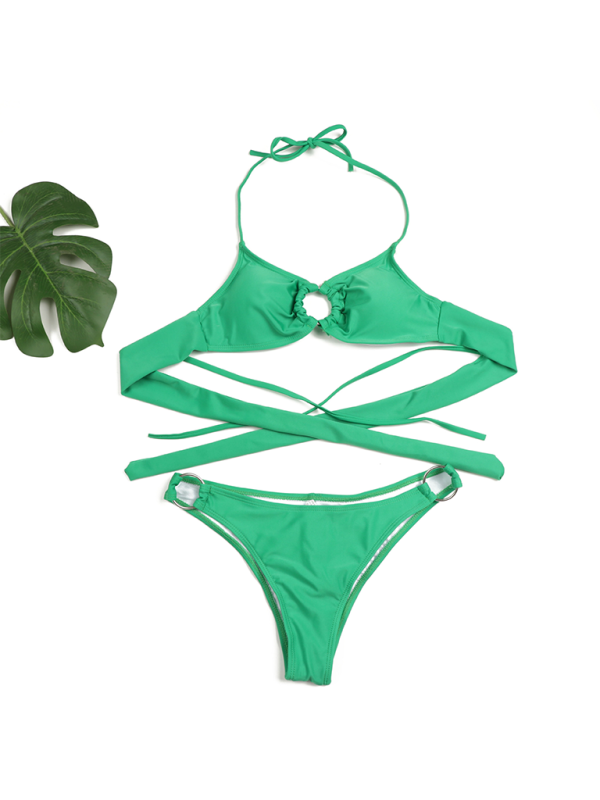 Levoire | Femmes Sexy Anneau Deux pièces Maillot de bain Uni Créé Bikini