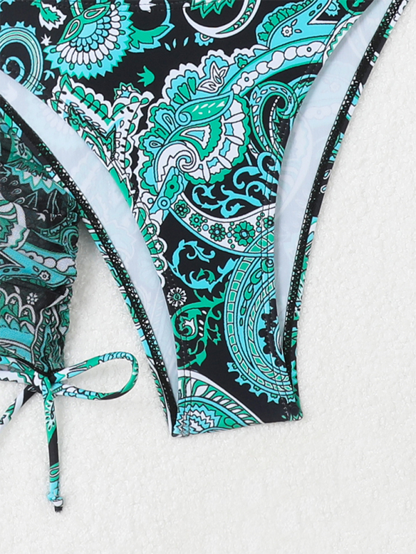 Levoire | Motif fleur de cajou Lien Maillot de bain Bikini sexy Ensemble deux pièces Ensemble quatre pièces