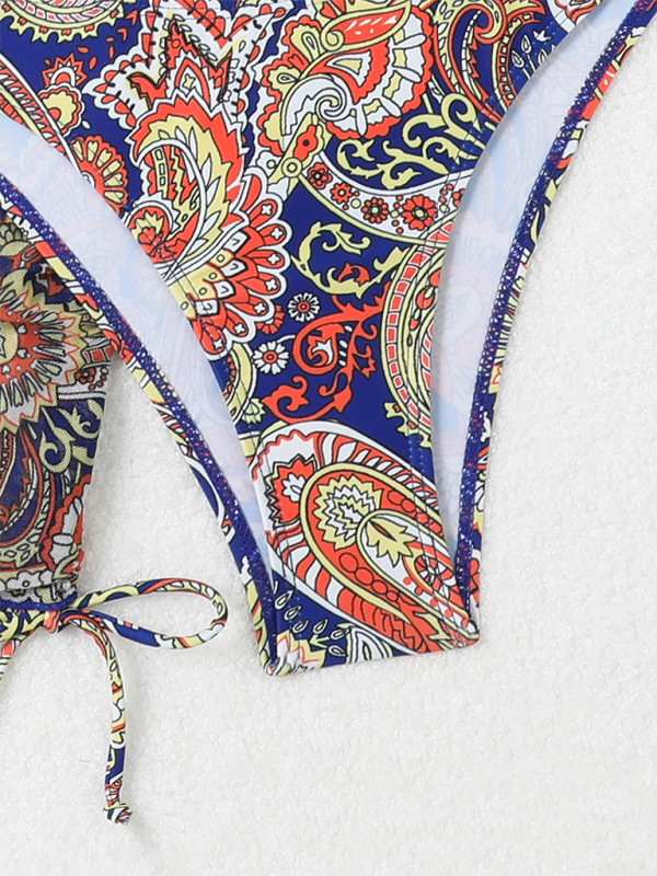 Levoire | Motif fleur de cajou Lien Maillot de bain Bikini sexy Ensemble deux pièces Ensemble quatre pièces