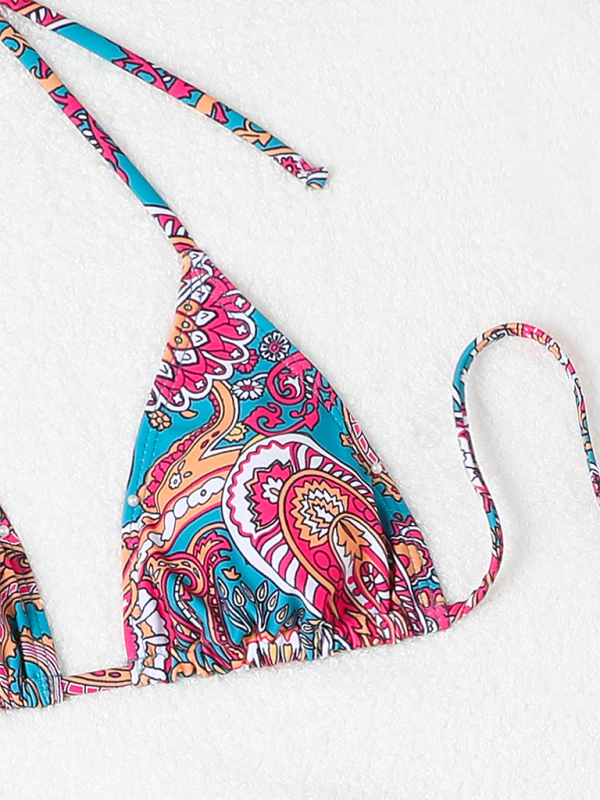 Levoire | Motif fleur de cajou Lien Maillot de bain Bikini sexy Ensemble deux pièces Ensemble quatre pièces