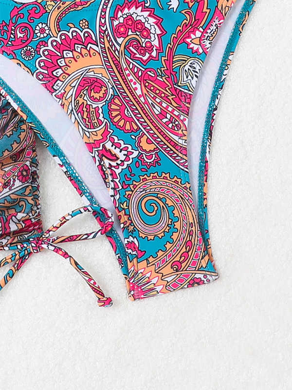 Levoire | Motif fleur de cajou Lien Maillot de bain Bikini sexy Ensemble deux pièces Ensemble quatre pièces