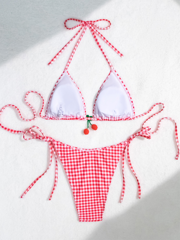 Levoire | Modish mignon style dos nu tissus rayés bikini deux pièces maillot de bain