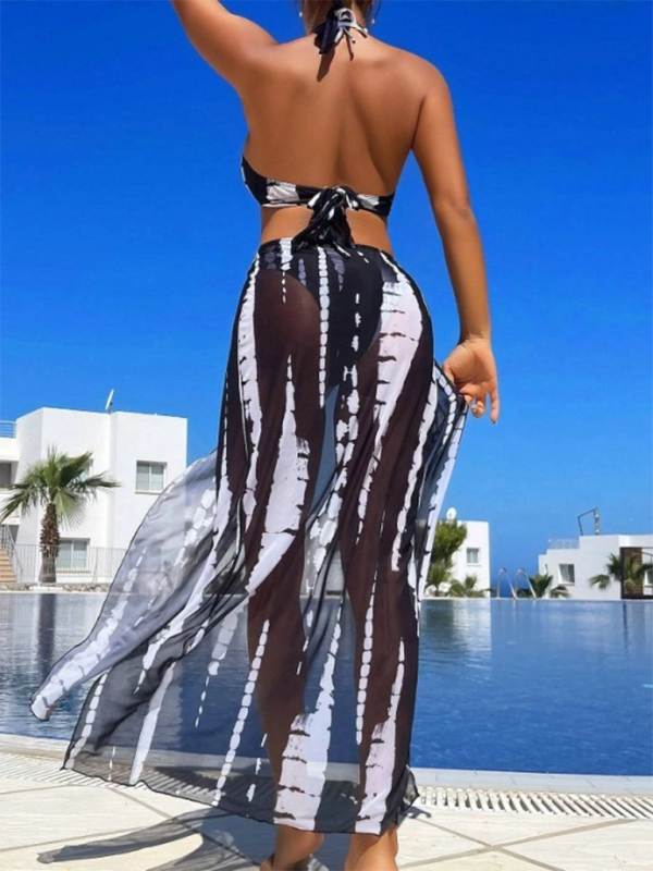 Levoire | Mode nouvelle style imprimé mesh dos nu bikini trois pièces maillot de bain