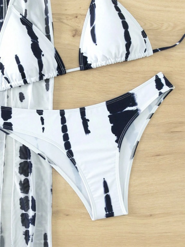Levoire | Mode nouvelle style imprimé mesh dos nu bikini trois pièces maillot de bain