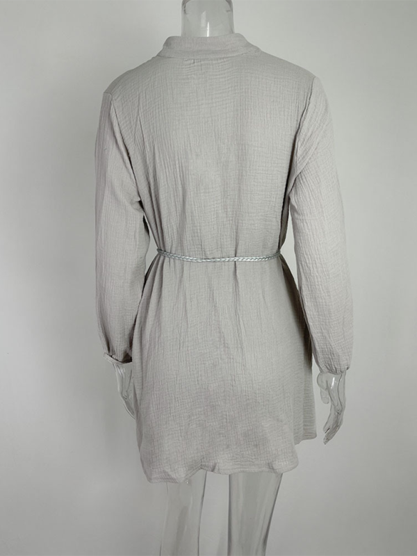 Levoire | Dame Tempérament Sexy Uni Slip Bouton Robe Feuille de Lotus