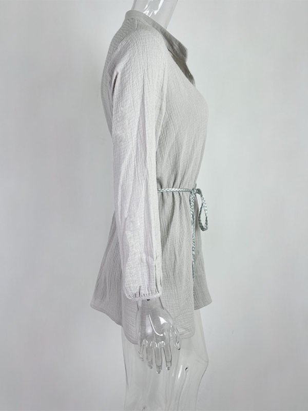 Levoire | Dame Tempérament Sexy Uni Slip Bouton Robe Feuille de Lotus