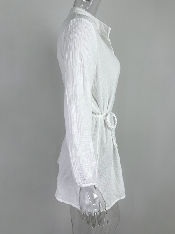 Levoire | Dame Tempérament Sexy Uni Slip Bouton Robe Feuille de Lotus