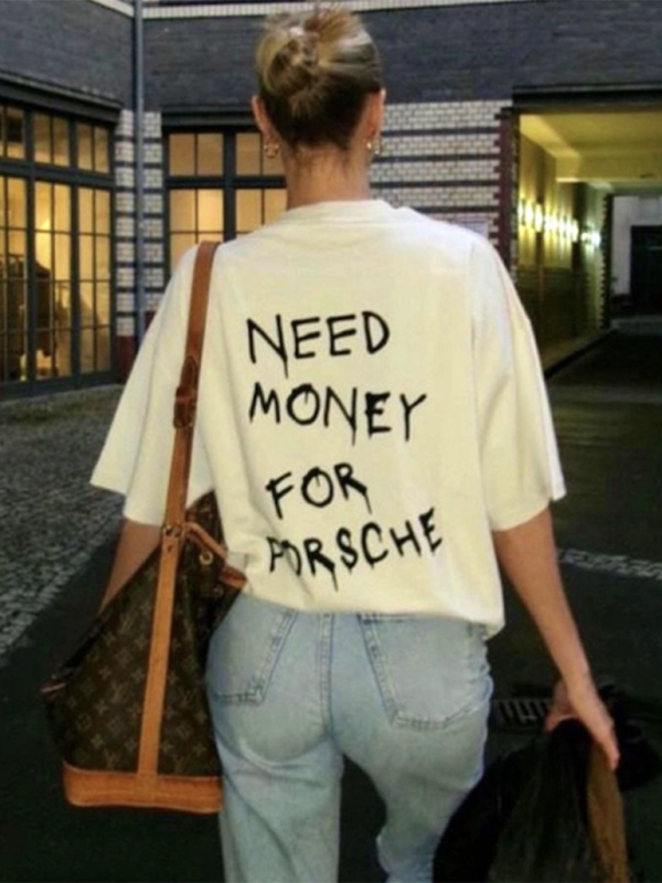 Levoire | Imprimé Lettre Lâche Largeur Col Rond Manches Courtes T-shirt Muster1 TAILLE UNIQUE