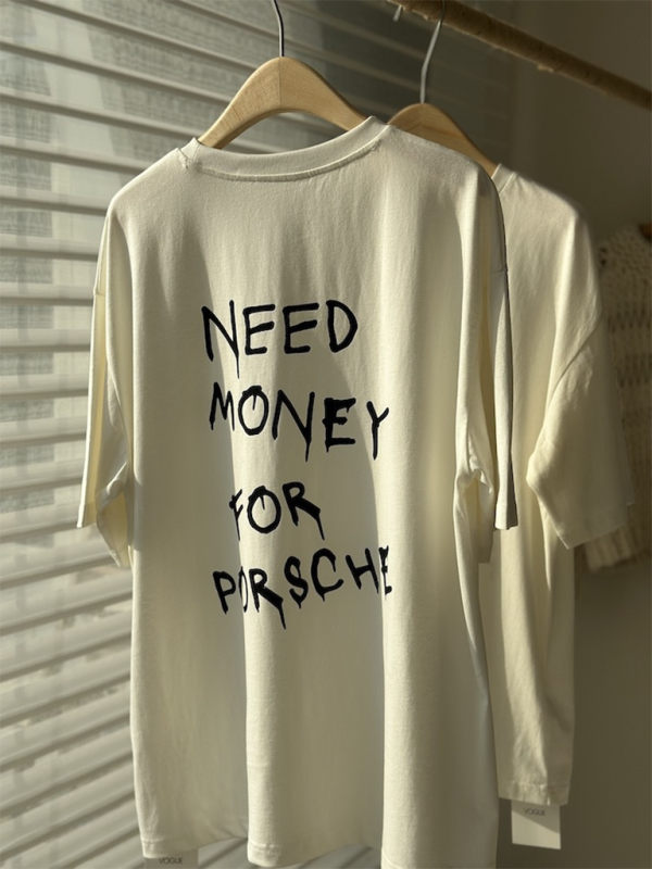 Levoire | Imprimé Lettre Lâche Largeur Col Rond Manches Courtes T-shirt