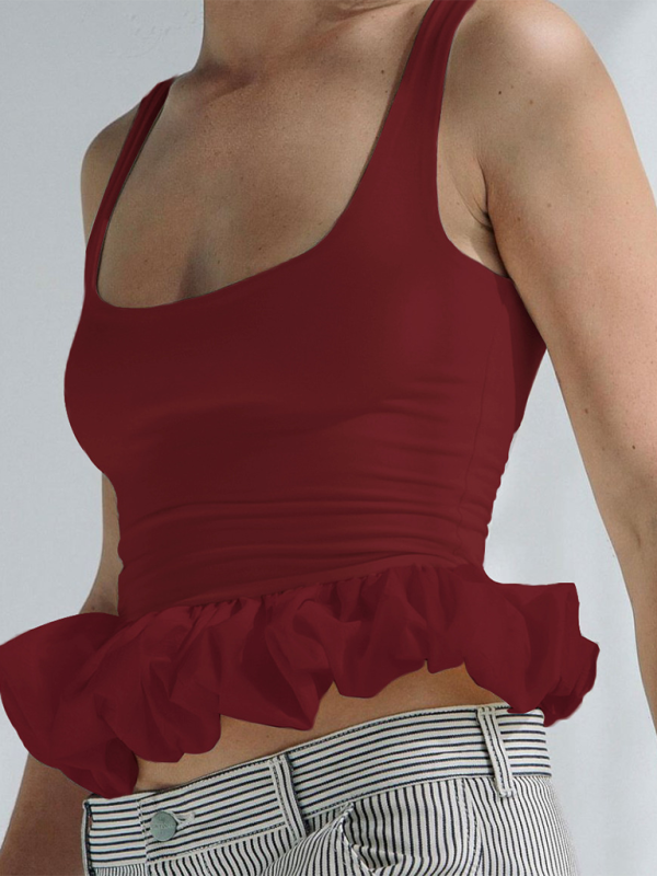 Levoire | T-shirt de mode de couture de loisirs Rouge vin