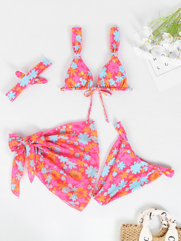 Levoire | Nouveau maillot de bain deux pièces quatre pièces sexy dos nu bikini imprimé Rosa