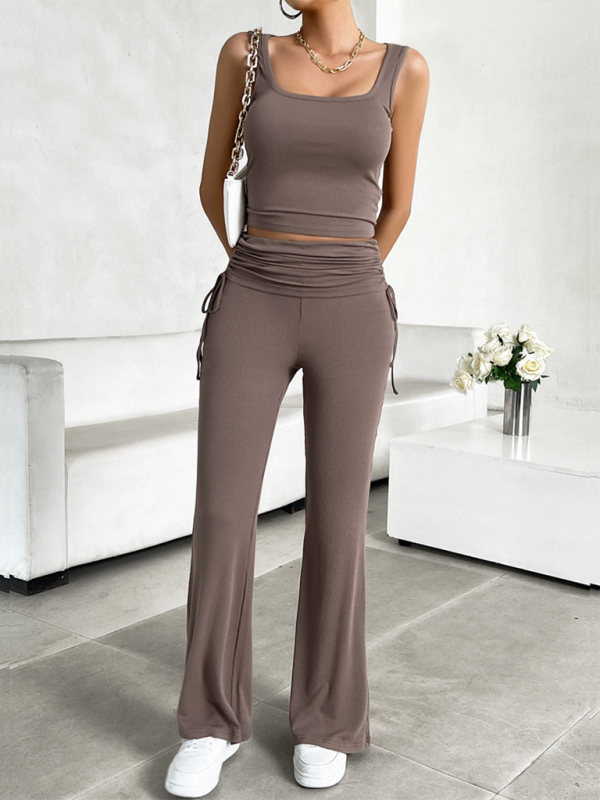 Levoire | Vêtements de loisirs unis pour femmes gilet étroitement coupé combinaison pantalon