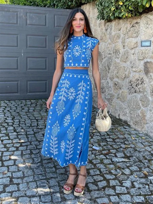 Levoire | Nouvelle tendance mode marquée style de vacances robe deux pièces Sininen