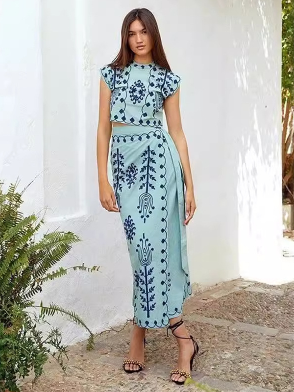 Levoire | Nouvelle tendance mode marquée style de vacances robe deux pièces Vert clair