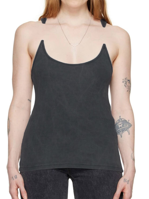 Levoire | Femme-Camisole avec haut côtelé rembourré Gris UNE TAILLE