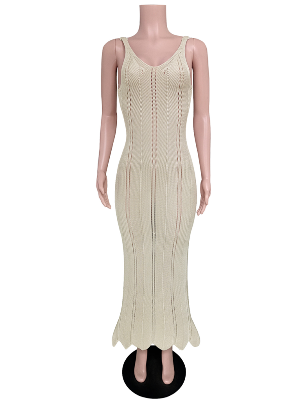 Levoire | Robe de plage en tricot sexy à dos nu pour femme modèle taille haute cover-up