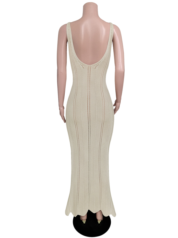 Levoire | Robe de plage en tricot sexy à dos nu pour femme modèle taille haute cover-up