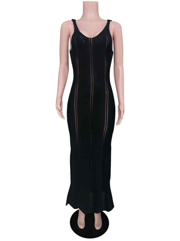 Levoire | Robe de plage en tricot sexy à dos nu pour femme modèle taille haute cover-up