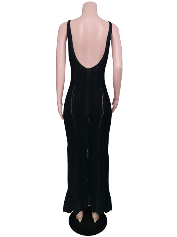 Levoire | Robe de plage en tricot sexy à dos nu pour femme modèle taille haute cover-up