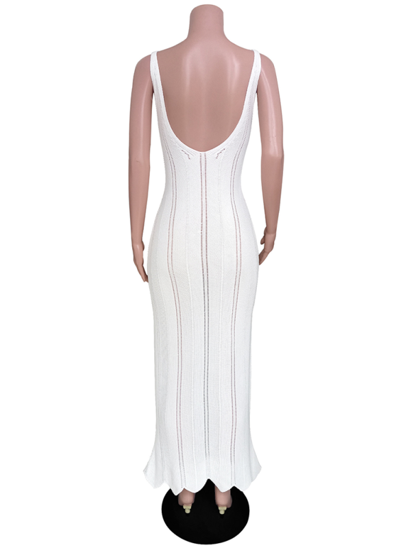 Levoire | Robe de plage en tricot sexy à dos nu pour femme modèle taille haute cover-up