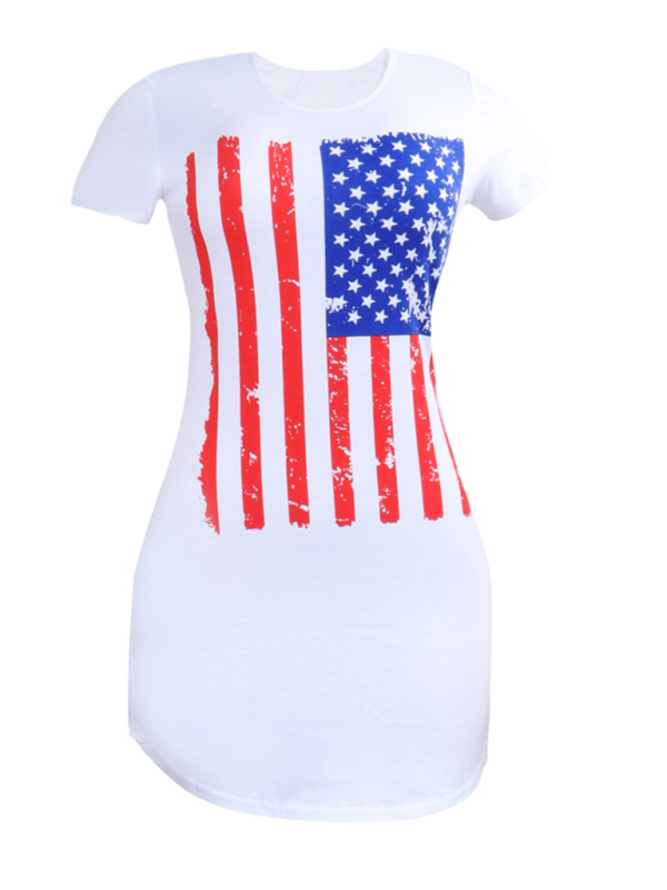 Levoire | Mode Col rond slim fit drapeau américain t-shirt à manches courtes