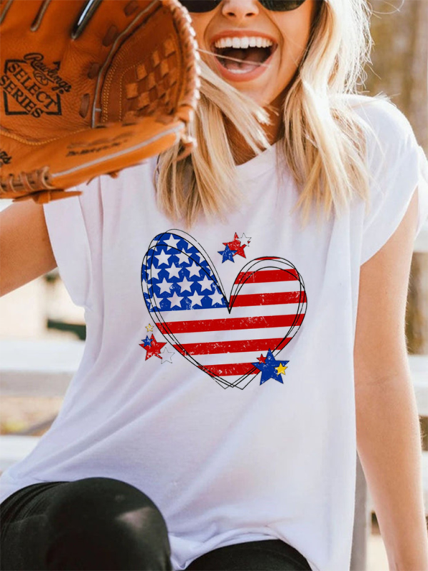 Levoire | Nouveau T-shirt femme amour Jour de l'Indépendance Blanc