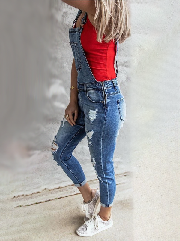 Levoire | Combinaison en denim extensible vintage déchirée