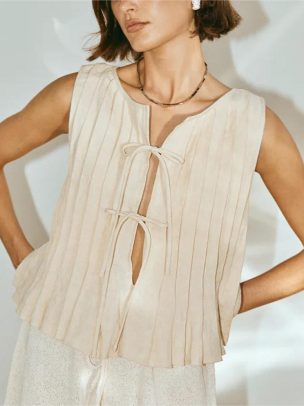Levoire | Blouse en coton et lin pour femme avec bretelles Cracker khaki
