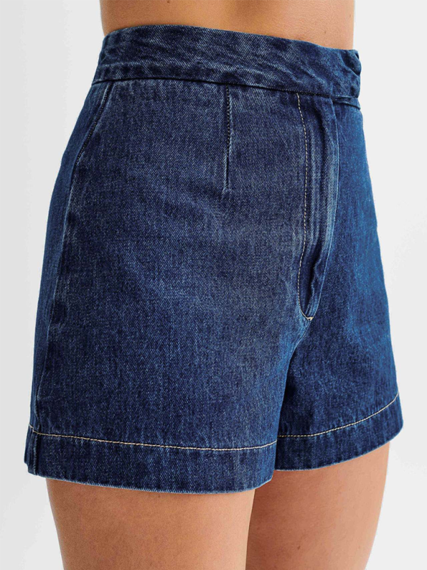 Levoire | Vêtements féminins Shorts en denim taille haute à jambes larges sans bretelles