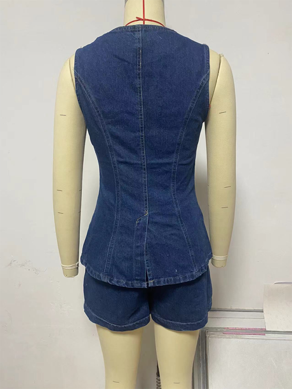 Levoire | Vêtements féminins Shorts en denim taille haute à jambes larges sans bretelles