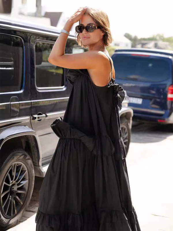 Levoire | Nouvelle robe de vacances Rysjet longue avec une longue étreinte et élégante robe de plage Noir