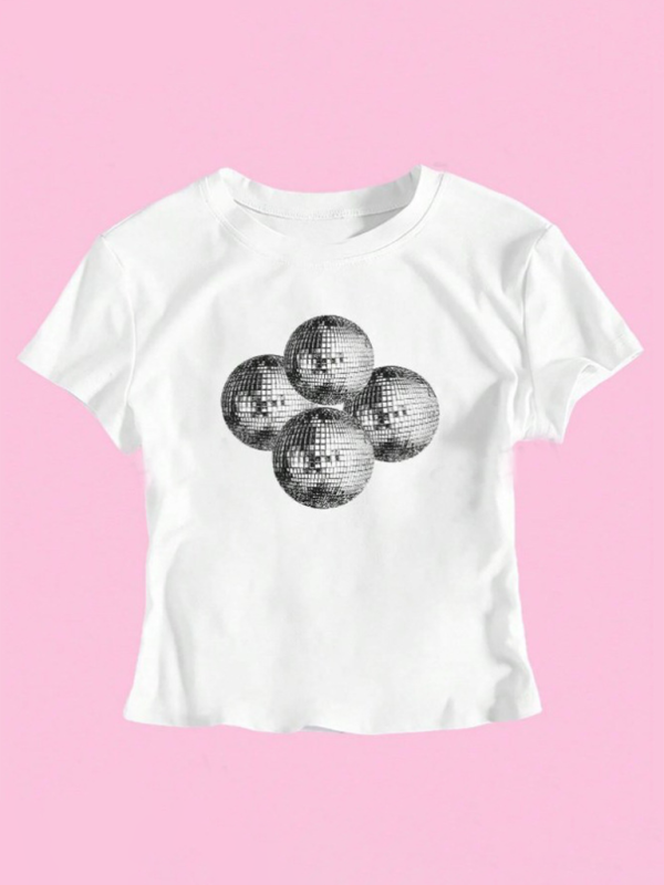 Levoire | Nouvelles Femme Mode de Rue Col Rond T-shirt Imprimé Lettre Taille Courte Muster6