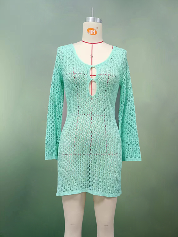 Levoire | Nouvelle robe de plage colorée sexy tricotée à trous bikini maillot de bain couvre-sol protection solaire