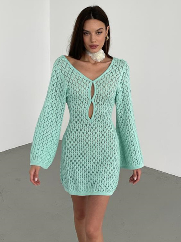 Levoire | Nouvelle robe de plage colorée sexy tricotée à trous bikini maillot de bain couvre-sol protection solaire