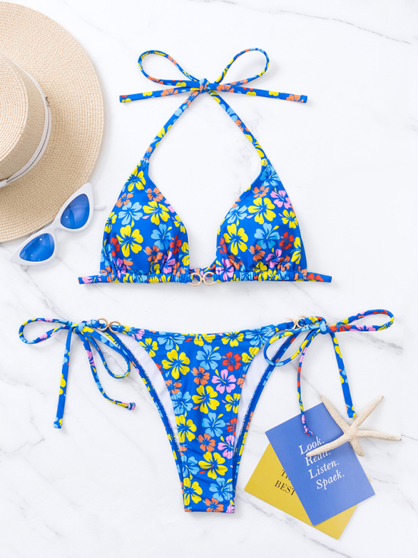 Levoire | Bikini sexy à lacets imprimé en triangle