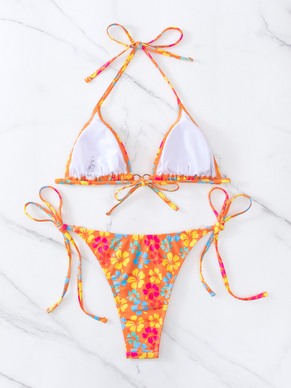 Levoire | Bikini sexy à lacets imprimé en triangle