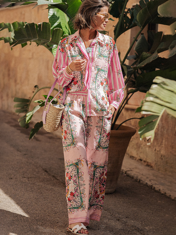 Levoire | Nouvelle robe de vacances décontractée à manches longues avec poches imprimée Rosa