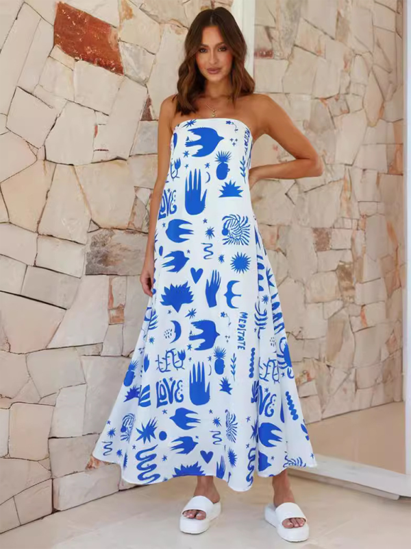 Levoire | Femme top tube imprimé jupe longue mode sexy robe de vacances