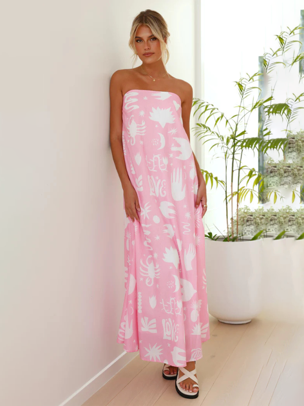 Levoire | Femme top tube imprimé jupe longue mode sexy robe de vacances