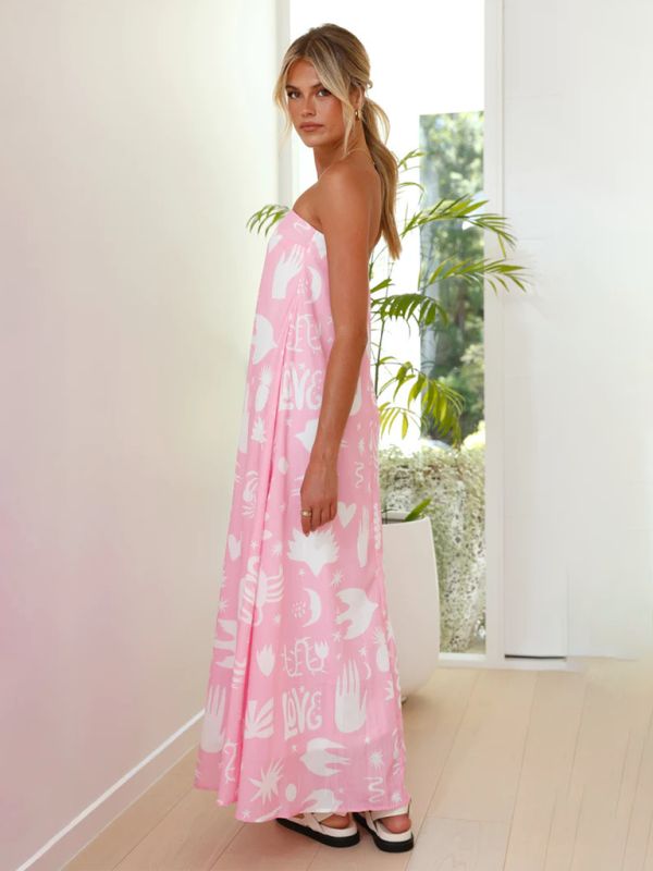 Levoire | Femme top tube imprimé jupe longue mode sexy robe de vacances